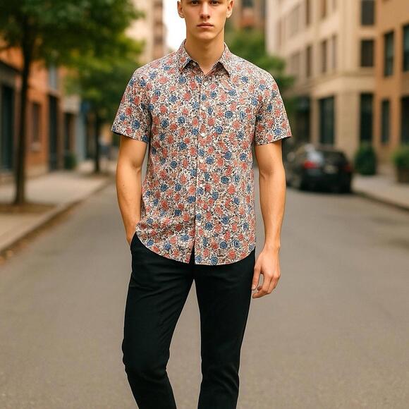Robert Graham Men’s Short Sleeve Floral Print Button Down Small NWT - Picture 1 of 7